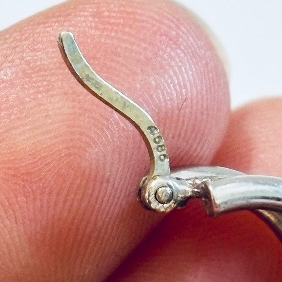 SOLID 14K WHITE GOLD WIDE FILIGREE HOOP EARRINGS - Picture 7 of 11